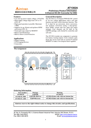 AT1382AF-GRE datasheet - 4-Channel DC-DC Converter for DSC