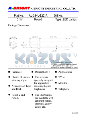 AL-314UG2C-A_06 datasheet - 3mm Round LED Lamps