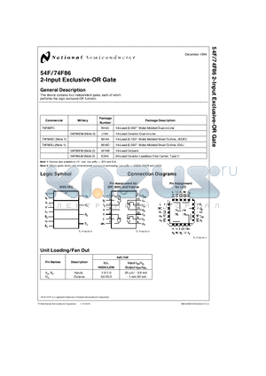 74F86SC datasheet - 2-Input Exclusive-OR Gate