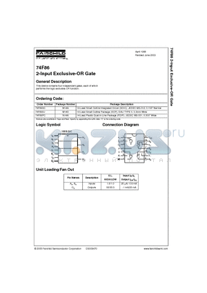 74F86PC datasheet - 2-Input Exclusive-OR Gate