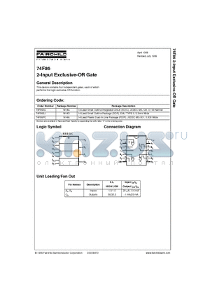 74F86SJX datasheet - 2-Input Exclusive-OR Gate