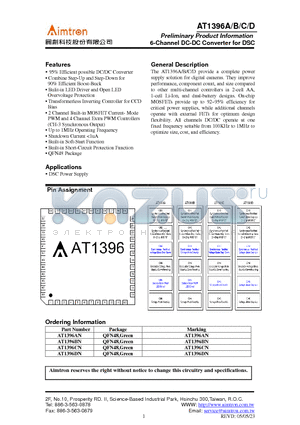 AT1396CN datasheet - Preliminary Product Information 6-Channel DC-DC Converter for DS
