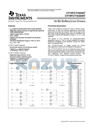 74FCT162240CTPACT datasheet - 16-Bit Buffers/Line Drivers