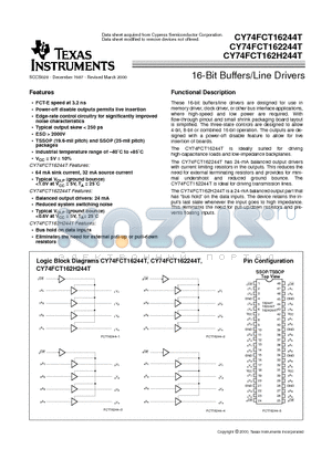 74FCT162244CTPACT datasheet - 16-Bit Buffers/Line Drivers