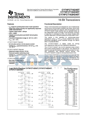 74FCT162245CTPVCT datasheet - 16-Bit Transceivers