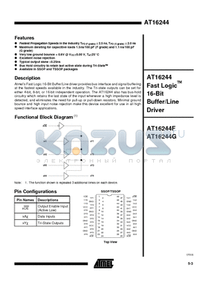 AT16244F-25XC datasheet - AT16244 Fast Logic 16-Bit Buffer/Line Driver