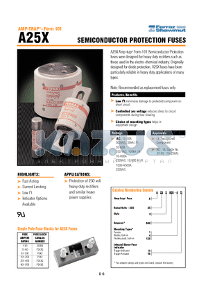 A25X125-4 datasheet - SEMICONDUCTOR PROTECTION FUSES