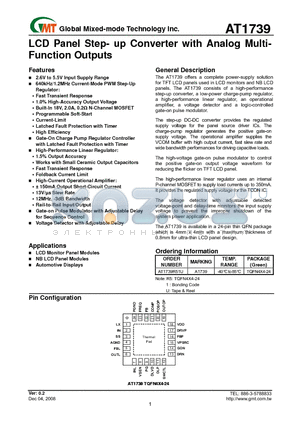 AT1739 datasheet - LCD Panel Step-up Converter with Analog Multi Function Outputs