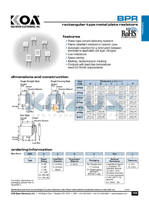 BPR778CFTR10J datasheet - rectangular type metal plate resistors