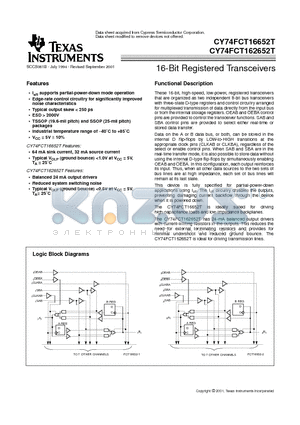 74FCT162652ETPACT datasheet - 16-Bit Registered Transceivers