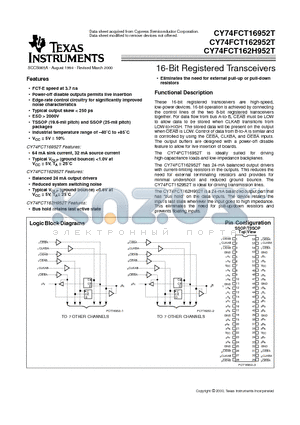 74FCT162952BTPVCT datasheet - 16-Bit Registered Transceivers