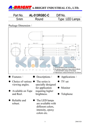 AL-513RGBC-C datasheet - 5mm Round LED Lamps