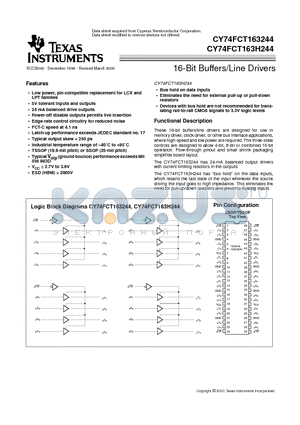 74FCT163H244CPVCT datasheet - 16-Bit Buffers/Line Drivers