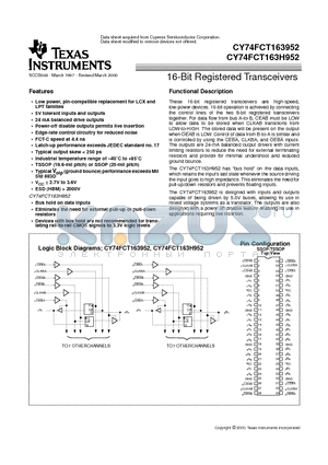 74FCT163H952CPACT datasheet - 16-Bit Registered Transceivers