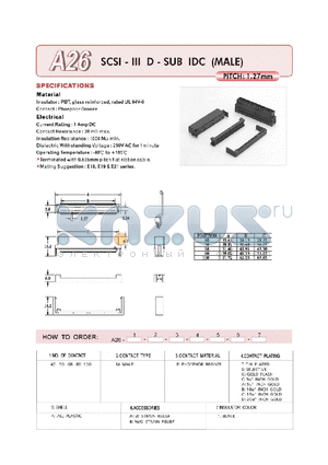 A2668MBSAA1 datasheet - SCSI - III D- SUB IDC(MALE)