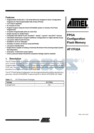 AT17F32A datasheet - FPGA Configuration Flash Memory