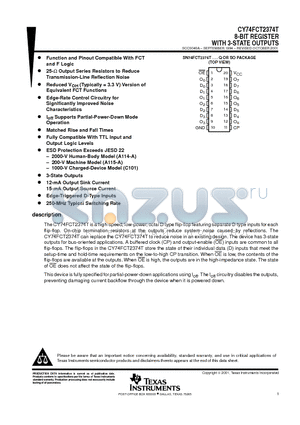 74FCT2374CTSOCTE4 datasheet - 8-BIT REGISTER WITH 3-STATE OUTPUTS