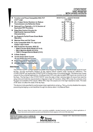 74FCT2374CTSOCTG4 datasheet - 8-BIT REGISTER WITH 3-STATE OUTPUTS