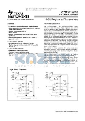 74FCT16646TPVCTG4 datasheet - 16-Bit Registered Transceivers