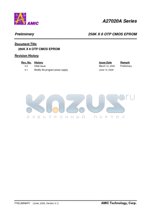 A27020A-70F datasheet - 256K X 8 OTP CMOS EPROM