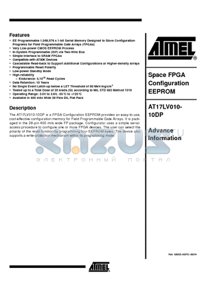 AT17LV010-10DP-E datasheet - Space FPGA Configuration EEPROM