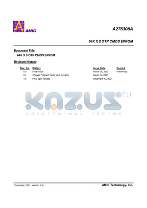 A276308AL-55 datasheet - 64K X 8 OTP CMOS EPROM