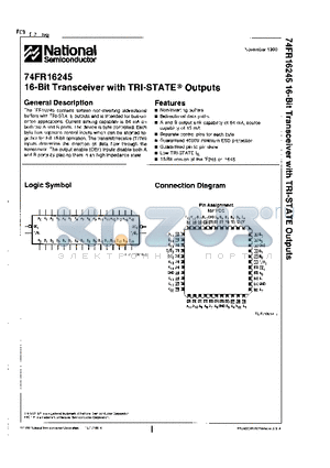 74FR16245 datasheet - 16-Bit Transceiver with TRI-STATE Outputs