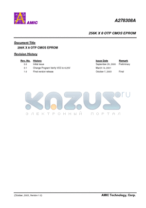 A278308AL-70 datasheet - 256K X 8 OTP CMOS EPROM