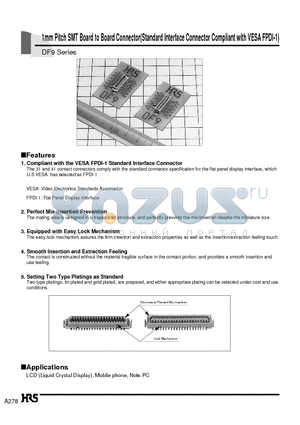 DF9-13P-1V datasheet - 1mm Pitch SMT Board to Board Connector(Standard Interface Connector Compliant with VESA FPDI-1)