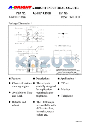 AL-HD1X133B_09 datasheet - 3.2x2.7x1.1 mm SMD LED