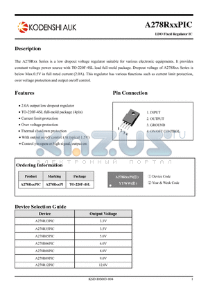 A278R05PIC datasheet - 2.0A output low dropout regulator