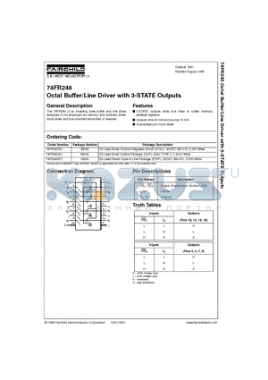 74FR240 datasheet - Octal Buffer/Line Driver with 3-STATE Outputs