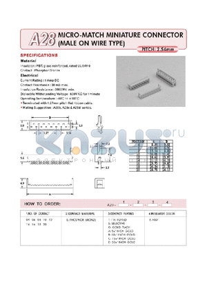 A28 datasheet - MICRO-MATCH MINIATURE CONNECTOR (MALE ON WIRE TYPE)