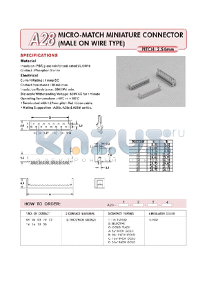 A2804BC6 datasheet - MICRO-MATCH MINIATURE CONNECTOR (MALE ON WIRE TYPE)