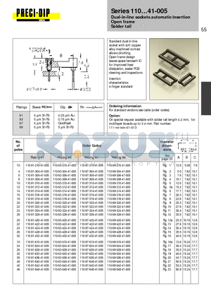 110-91-210-41-005 datasheet - Dual-in-line sockets automatic insertion Open frame Solder tail