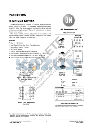 74FST3125QS datasheet - 4−Bit Bus Switch