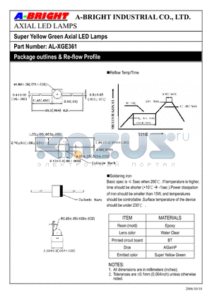 AL-XGE361 datasheet - Super Yellow Green Axial LED Lamps