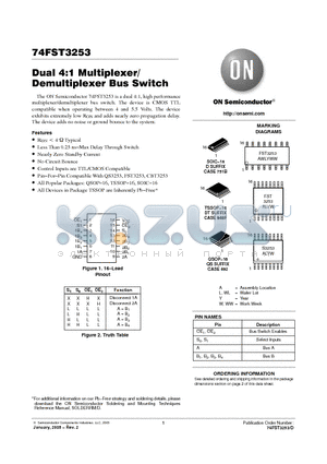 74FST3253DTR2 datasheet - Dual 4:1 Multiplexer/ Demultiplexer Bus Switch