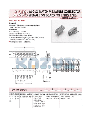 A28B04BTAA6 datasheet - MICRO-MATCH MINIATURE CONNECTOR (FEMALE ON BOARD TOP ENTRY TYPE)