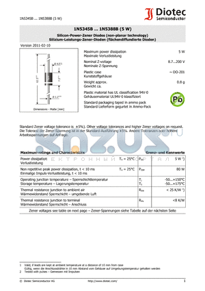 1N5385B datasheet - Silicon-Power-Zener Diodes (non-planar technology)