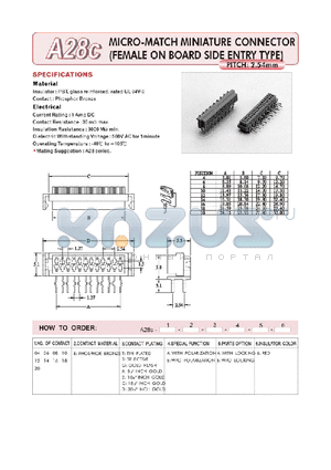 A28C04BAAA6 datasheet - MICRO-MATCH MINIATURE CONNECTOR (FEMALE ON BOARD SIDE ENTRY TYPE)