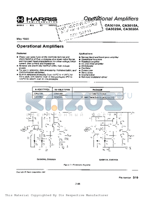 CA3010A datasheet - Operational Amplifiers