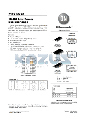 74FST3383 datasheet - 10-Bit Low Power Bus Exchange