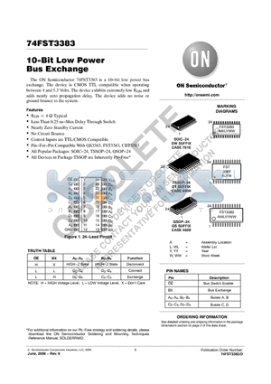 74FST3383QS datasheet - 10−Bit Low Power Bus Exchange