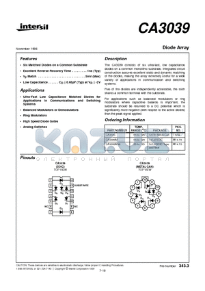 CA3039M datasheet - Diode Array
