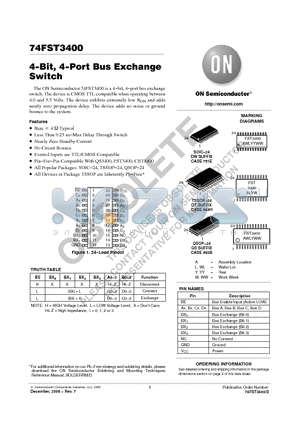 74FST3400 datasheet - 4−Bit, 4−Port Bus Exchange Switch