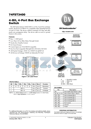 74FST3400QS datasheet - 4-Bit, 4-Port Bus Exchange Switch