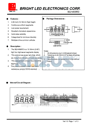 BQ-N406RD datasheet - 10.16mm (0.40) high four digit seven segments display