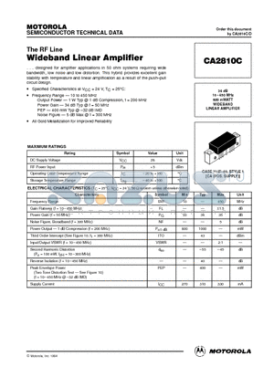 CA2810 datasheet - 34 dB 10-450 MHz 800 mWATT WIDEBAND LINEAR AMPLIFIER