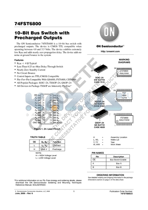 74FST6800QS datasheet - 10−Bit Bus Switch with Precharged Outputs